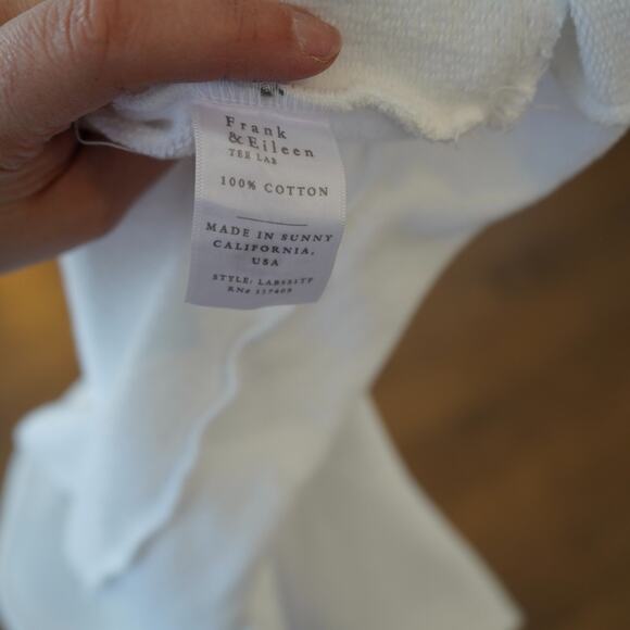 Frank and Eileen Cut Off Sweatshirt Womens XS White Fleece Short Sleeve Pullover - Picture 5 of 6